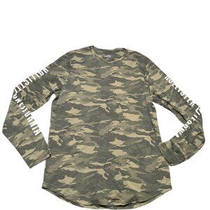 Hollister T-Shirt Men's Size Medium Green Camouflage Long Sleeve Pullover
